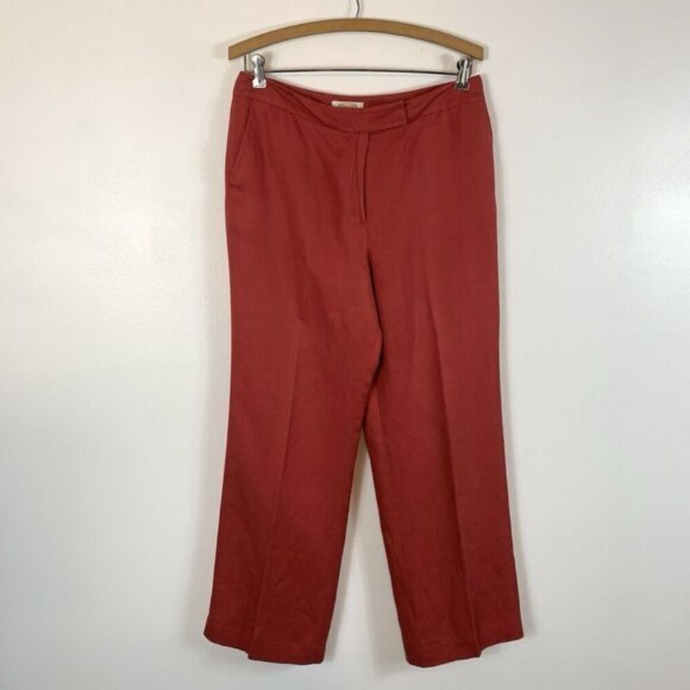 Vintage Talbots Red Silk Linen High Waisted Straight Leg Trousers Pants 10P